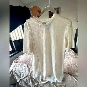 Zara Men's White Patterned Dressy or Casual Tee / T-Shirt